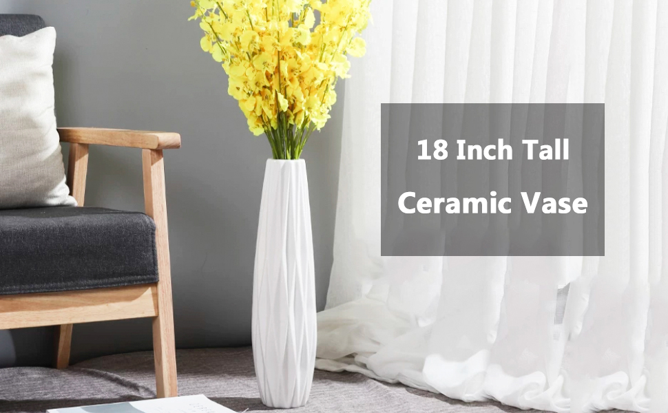 White Tall Floor Vase