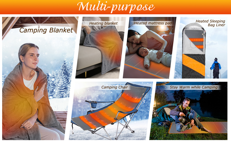 Heated Sleeping Bag Liner USB Heating Pad for Backpacking Camping