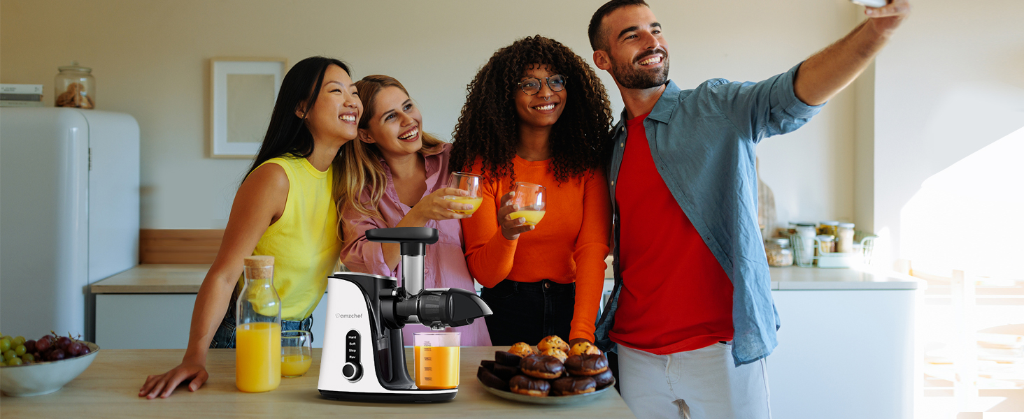 AMZCHEF Cold Press Juicer with 2 Speed Control High Juice Yield
