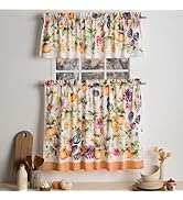 Maison d'Hermine Kitchen Curtains Sets for Windows 100% Cotton Set of Kitchen Curtains Valances f...