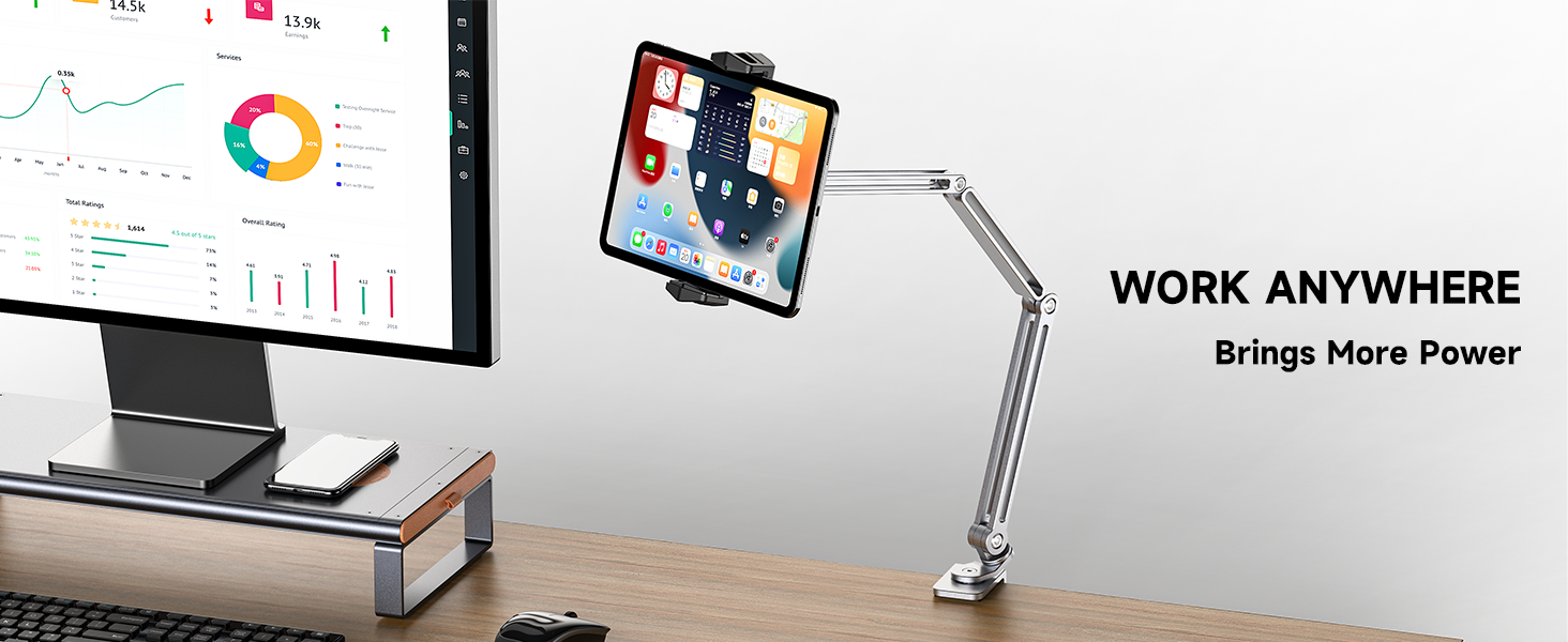 YICOSUN Tablet Stand for Bed Adjustable Foldable Stand for