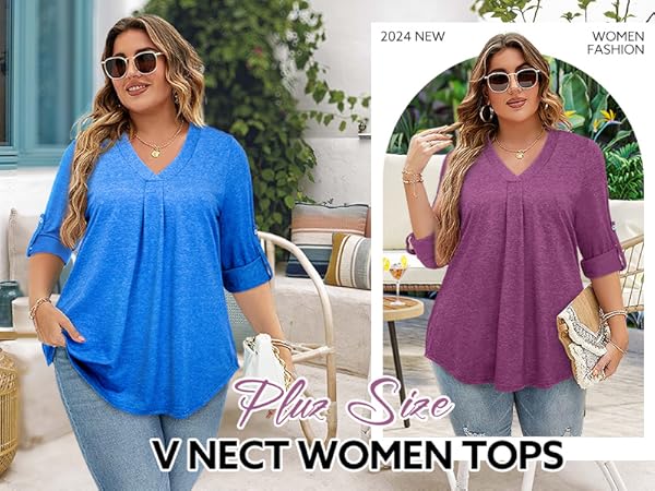 トップス Woman tklpehg Womens Tops Dressy Casual Solid Color Long Sleeve