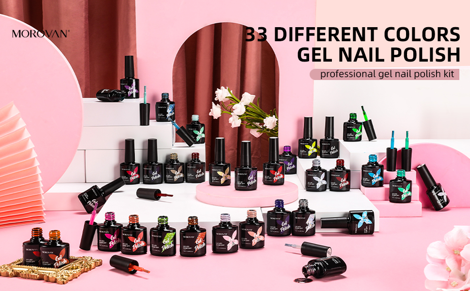 Morovan Gel Nail Polish Set 33 Colors Gel Polish Nail Kit
