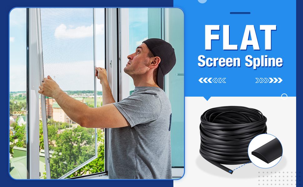 Flat Screen Spline 0.315 Width Vinyl Screen Spline Flat Bottom and