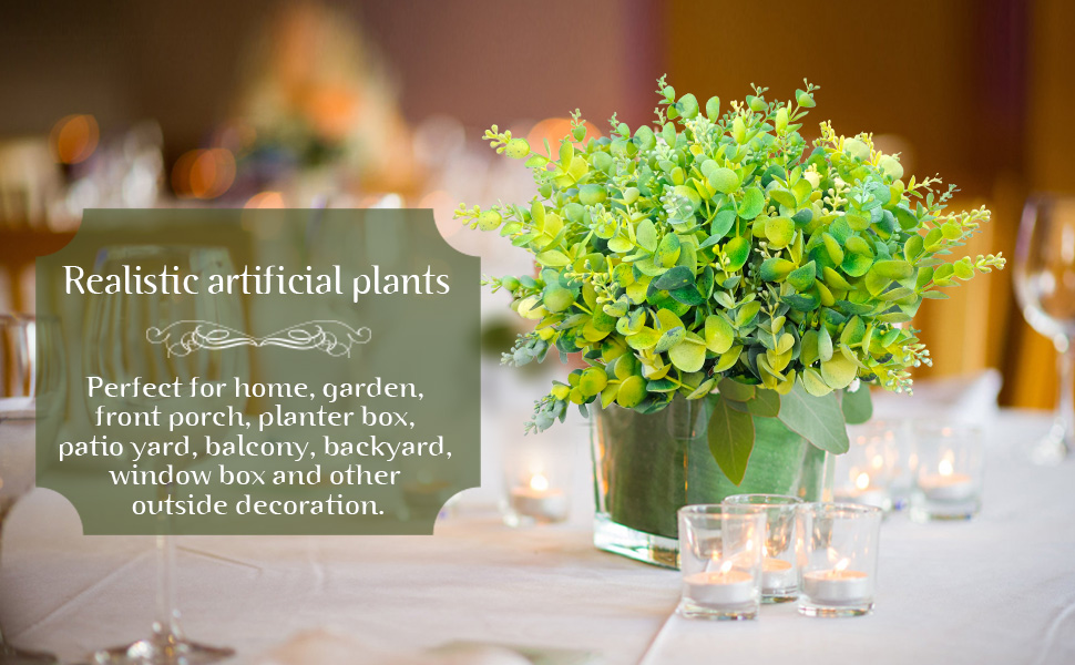 CORVYUC 6 Bundles Outdoor Artificial Eucalyptus Stems