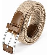 Aegero Mens Belt, Canvas Elastic Fabric Woven Stretch Multicolored Braided Belts for Golf Casual ...
