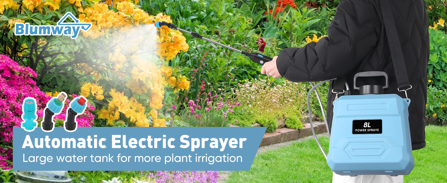 BlumWay Battery Powered Sprayer 2 Gallon,Powerful Electric