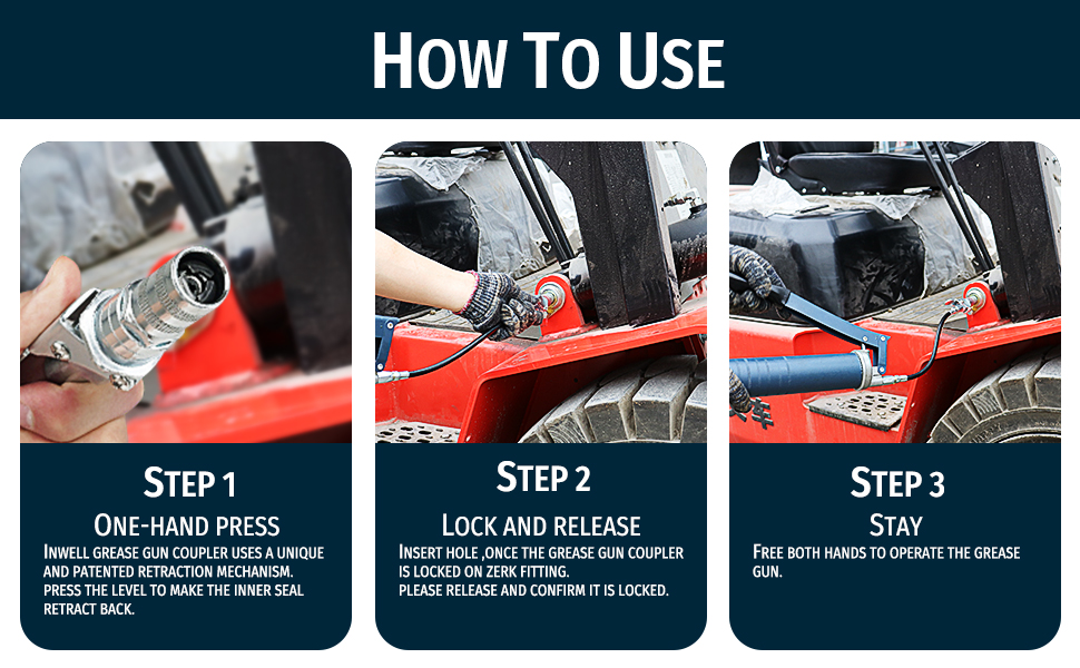 Inwell Locking Grease Gun Coupler (1 PC),Duty Quick Release