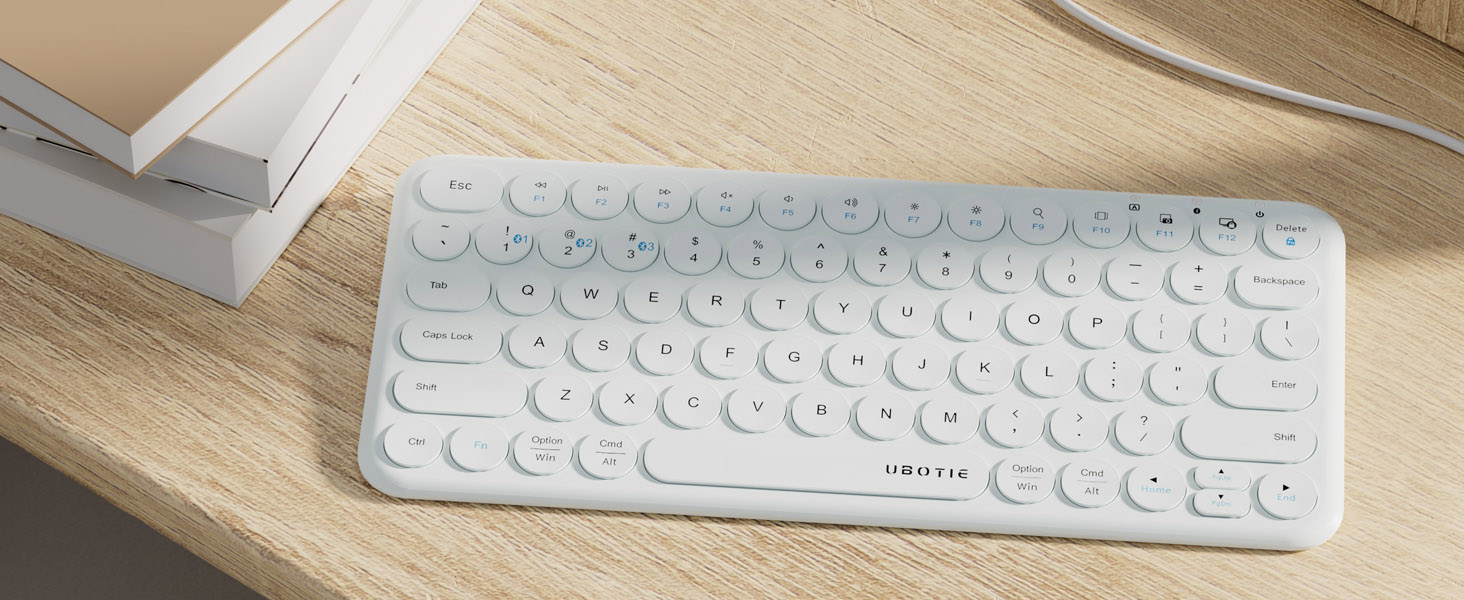 UBOTIE Portable Slim Bluetooth Keyboard, Wireless Colorful