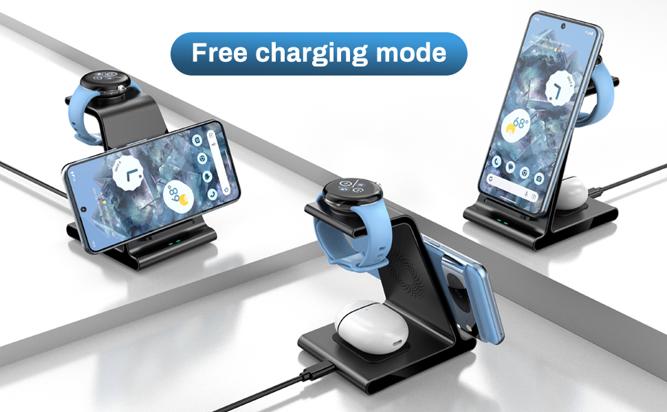 Induktive Ladestation für Google Pixel Watch 2, Wireless Charger 3 in 1 Kabellose Ladestation