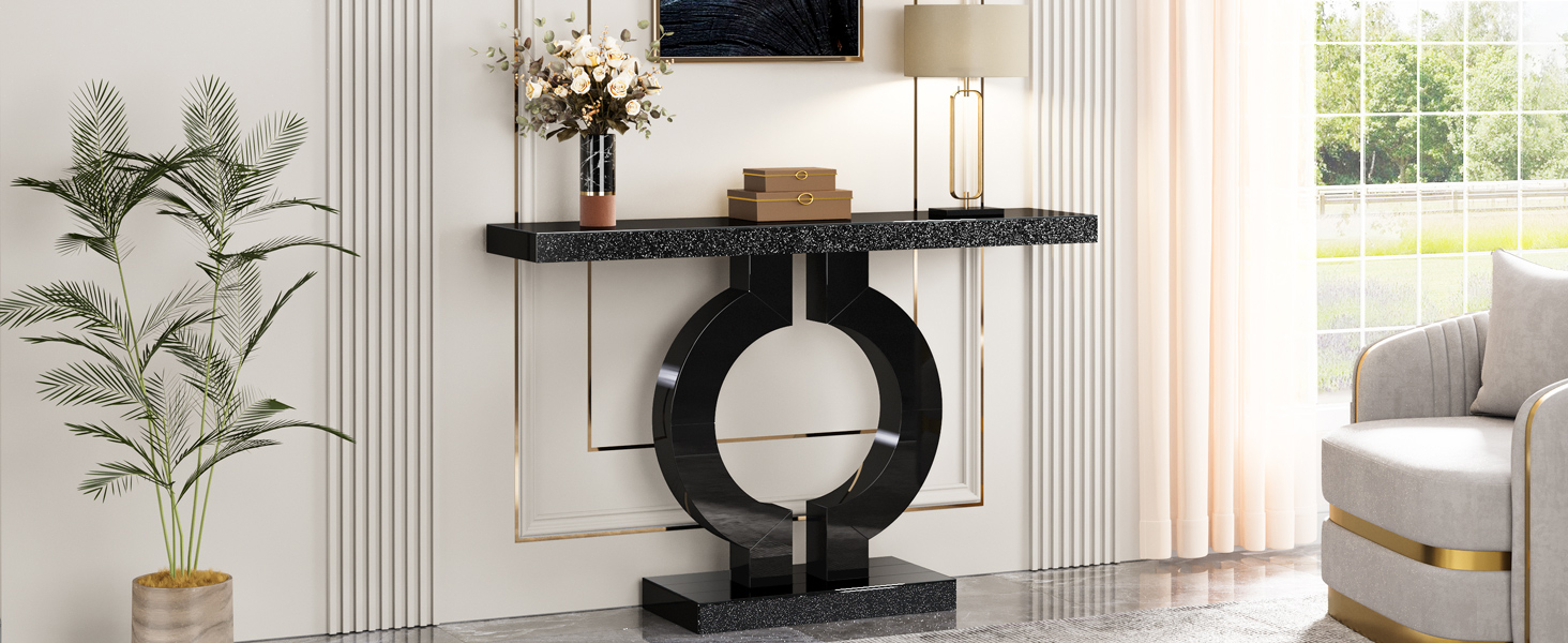 Tribesigns Modern Mirrored Console Table, Glass Sofa Table