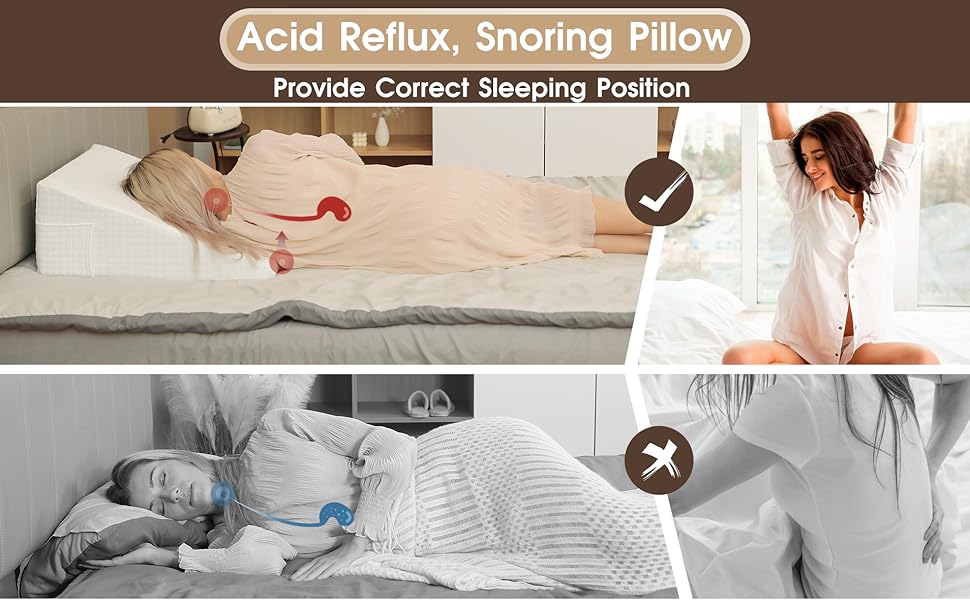 LOSKIA 8" Wedge Pillow for Sleep Apnea/Acid Reflux Relief