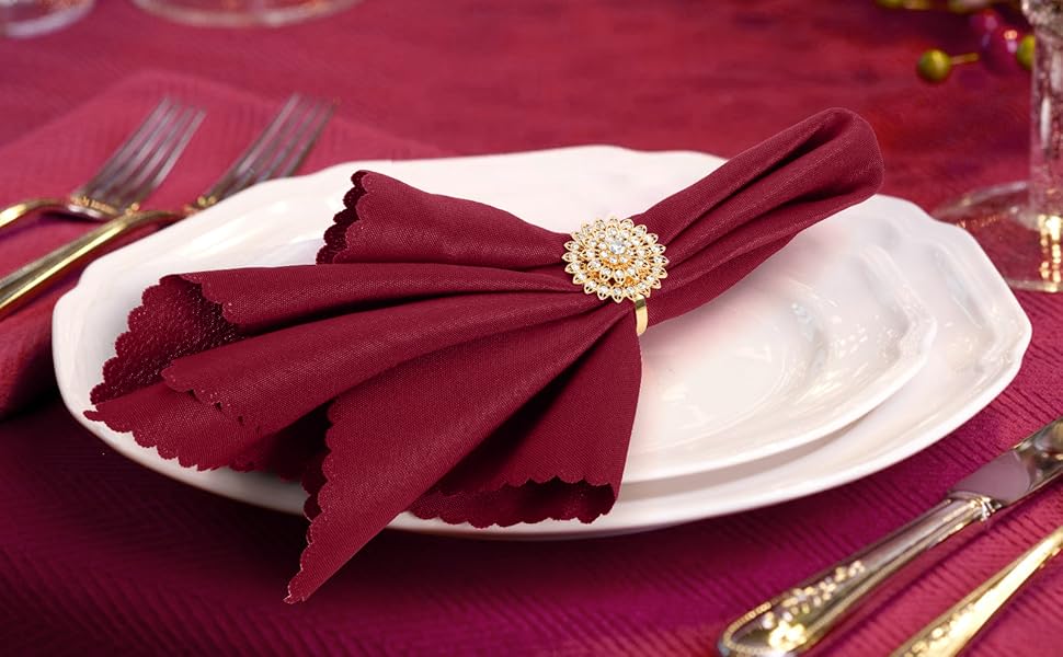 Jucoan Cloth Napkins Set of 24, 18 x 18 Inch Red Dinner Napkins, Wink Free Table