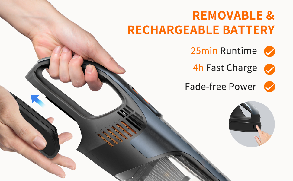 ThiEYE Handheld Vacuum Cleaner, 10Kpa Powerful Cordless Handheld Vacuum with LED, Detachable