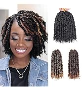 Leeven 8 Inch Passion Twist Crochet Hair 8 Packs (6 Packs #1B+1 Pack T27+1 Pack T30) Short Bomb P...
