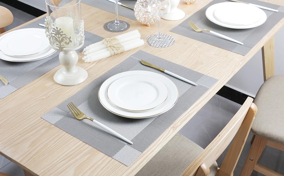 Famibay Placemats and Coasters Sets of 4 PVC Place Mats Washable Heat