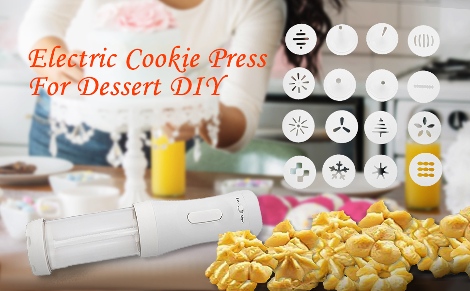 Electric Cookie Press Gun Set, Cookie Maker Kit Homemade Baking Tool With 12 Discs