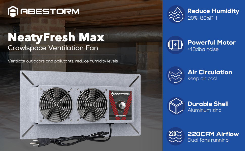Abestorm Crawlspace Ventilation Fan with Humidistat