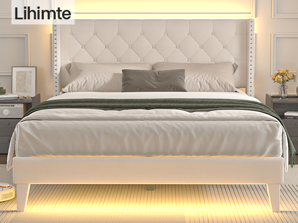 Amazon.com: Lihimte Full Size Bed Frame with Led Lights