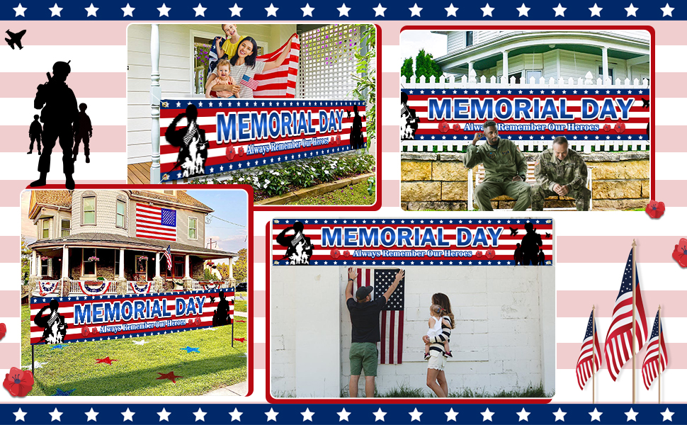 Memorial Day Decorations Banner, Patriotic Decorations