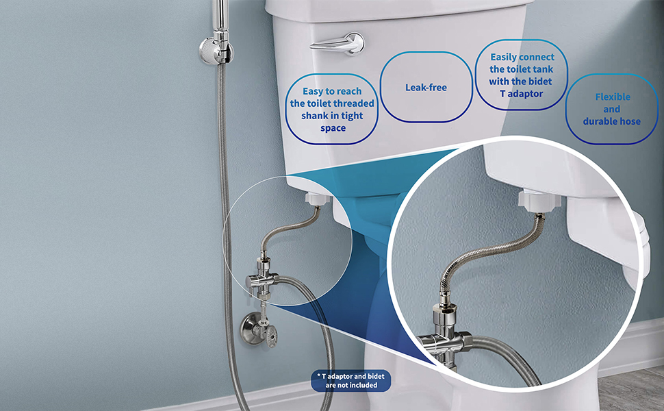 Jet Spargo Toilet Supply Hose Extension Connector 12 Inches 7/8 Male