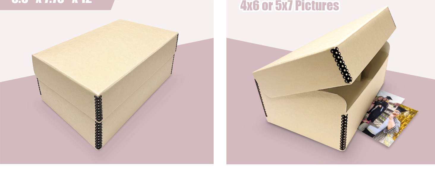 Golden State Art, Archival Photo Box, AcidFree Hinged Lid Storage Box, for Storing