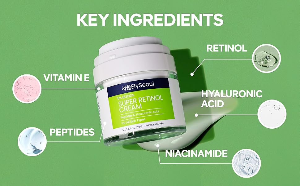 Retinol Cream for Face with Peptides & Hyaluronic Acid