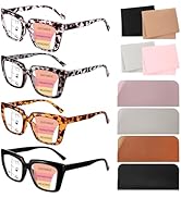 Guiqulai 4 Pack Progressive Multifocus Reading Glasses for Women,Blue Light Blocking Computer Rea...
