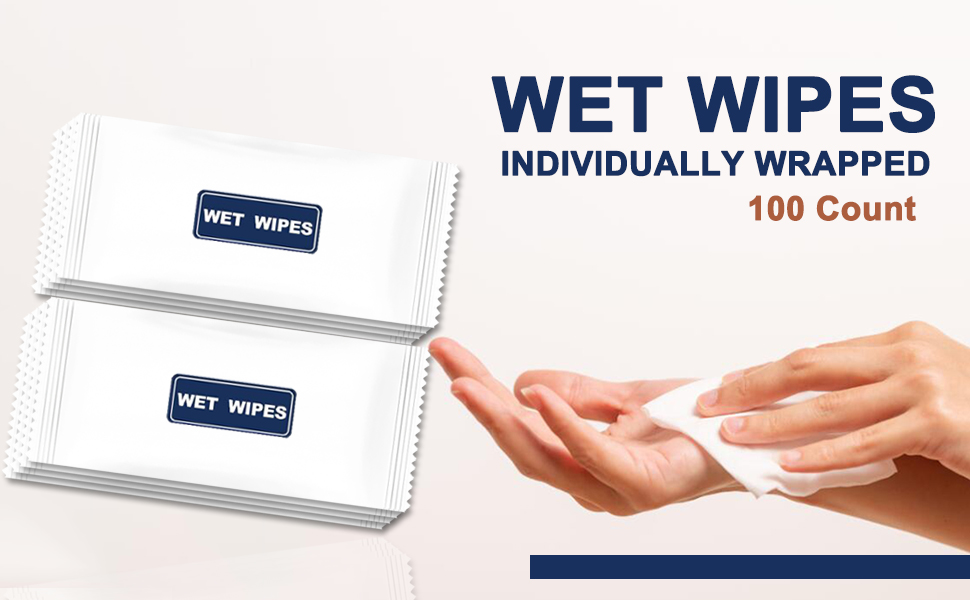 100 Pack Wet Wipes Individually Wrapped, Individual Hand Wipes, Unscented Travel
