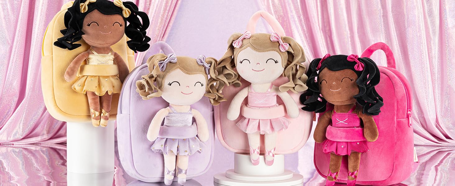 Gloveleya Toddler Backpack Baby Ballerina Girl Gifts Plush Curly Hair Ballet Backpack