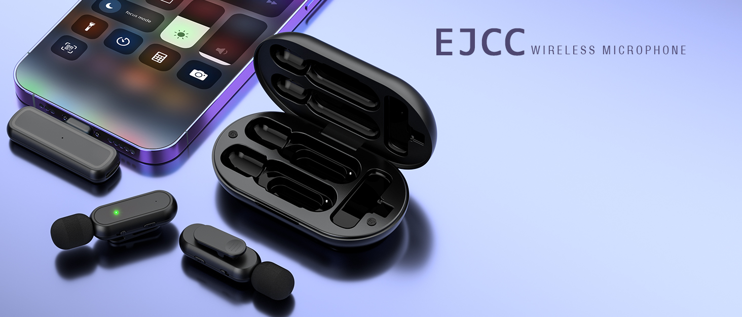 EJCC Wireless Microphone for iPhone iPad(2 TX + 1 RX