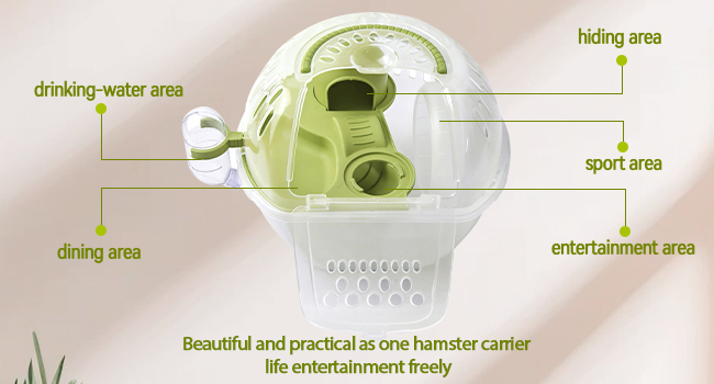 Small Animal Carrier Cage with Water Bottle, Portable Hamster Travel Carrier Carry Case
