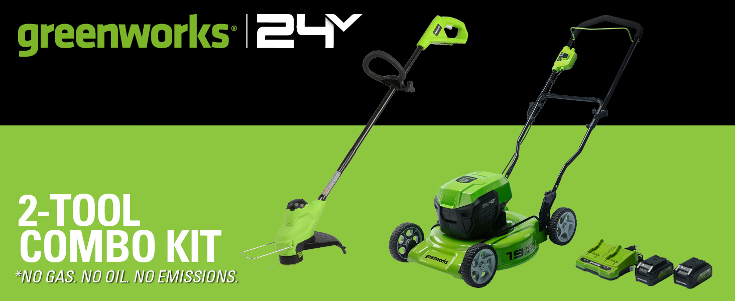 Greenworks 48V 19" Brushless Lawn Mower, String Trimmer