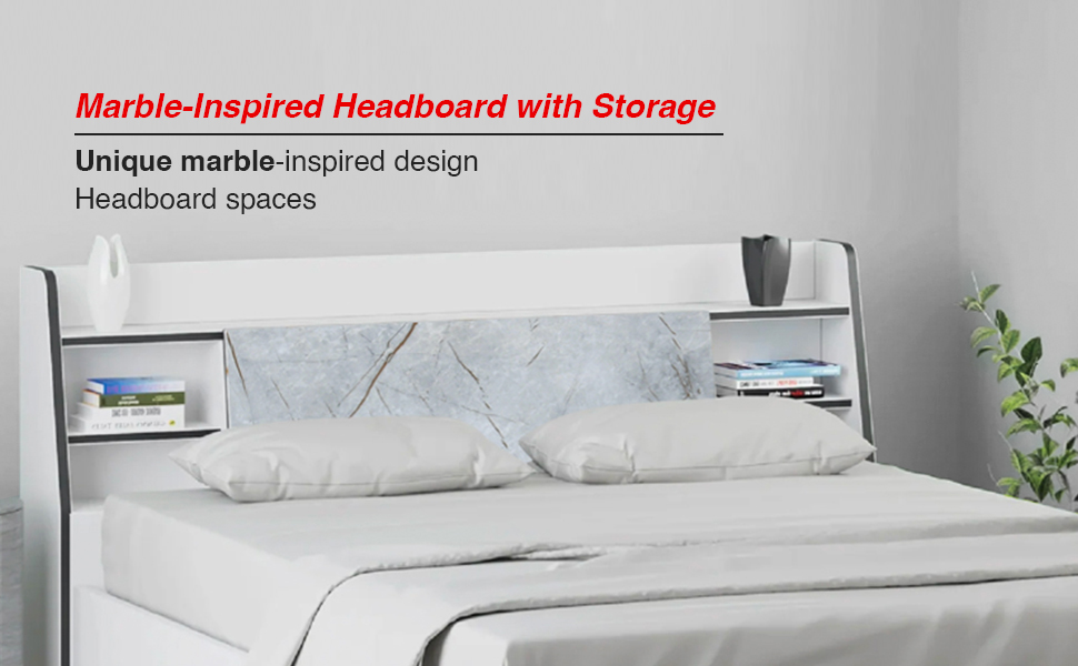 home by Nilkamal Marbito King Bed Engineered Wood with Headboard & Box Storage (White) Amazon