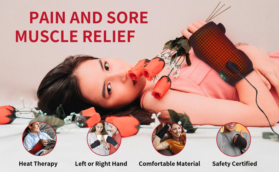 CHEROO Hand Wrist Heated Brace Wrap, Auto Shut Off Heating