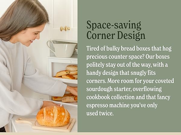 Amazon.com: BakedBin Corner Bread Box for Kitchen Countertop