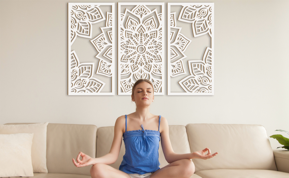 ANHUIB Mandala Wall Art Lotus Flower Wall Art Decor Large