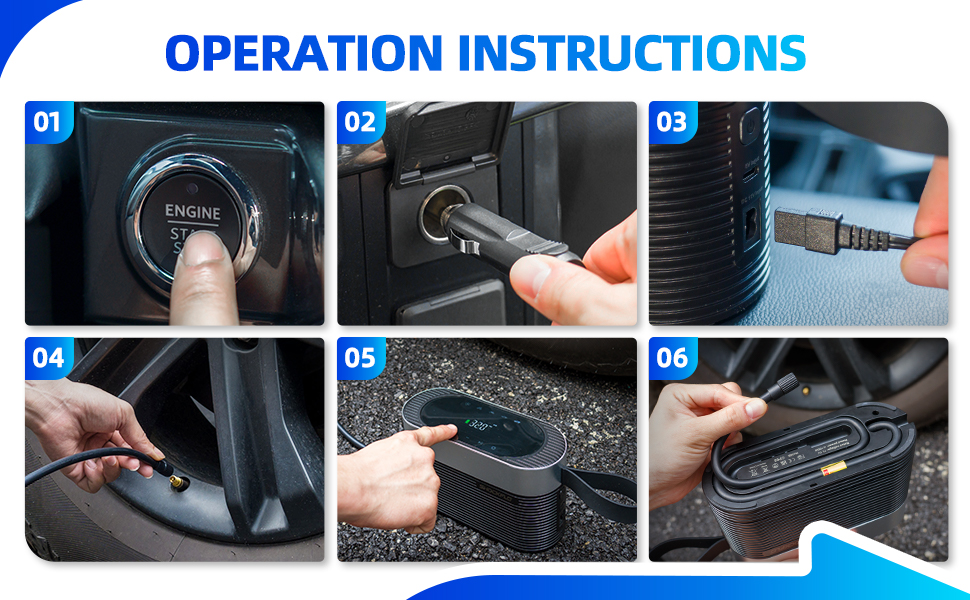 ShockFlo Tyre inflator Portable Air Compressor,150 PSI 40L/MIN Car Air