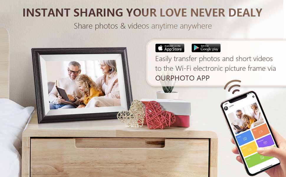 WiFi Digital Picture Frame, Pastigio 10.1" HD Wooden