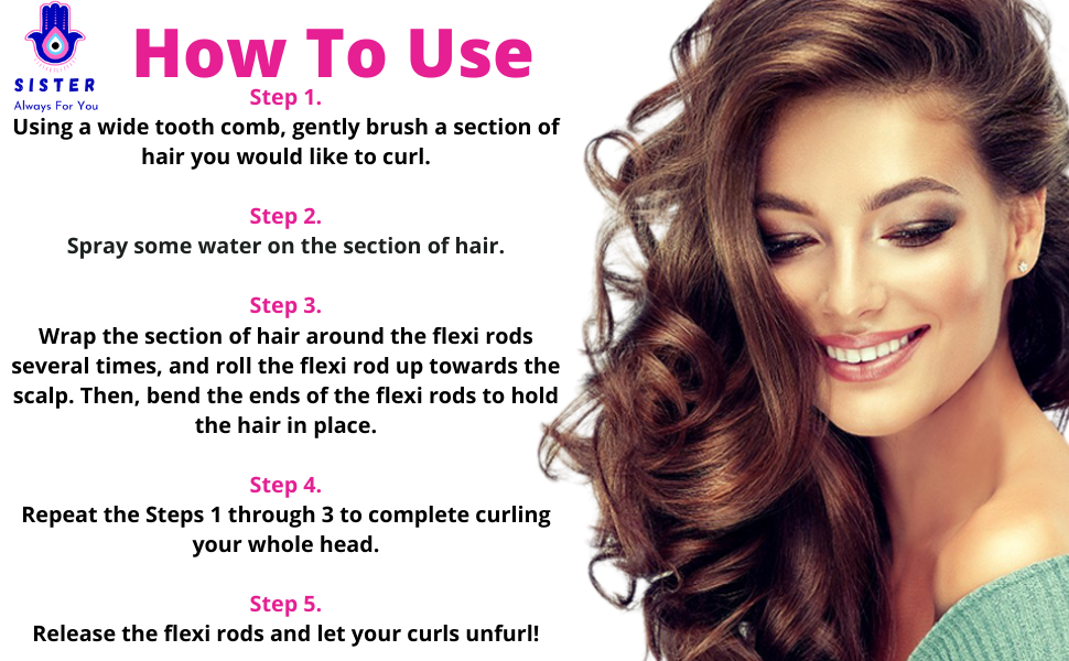 Sister Hair Flexi Rods PACK OF 10 Curlers Flexible Rods Set