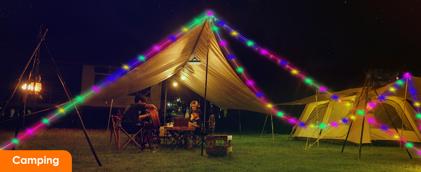 camping string lights, rechargeable outdoor string lights, portable camping lights