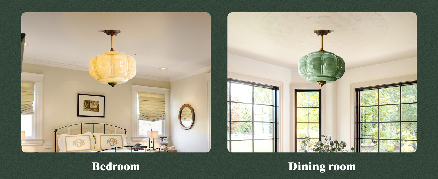 Green Glass Semi-Flush Mount 