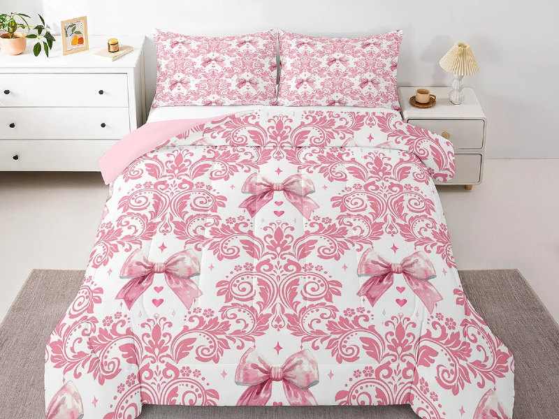 Feelyou Girl Pink Bowknot Twin Size Sheet Set Watercolor