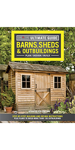 Cover art for Ultimate Guide Barns, Sheds, &amp; Outbuildings, with a two-window wooden shed.