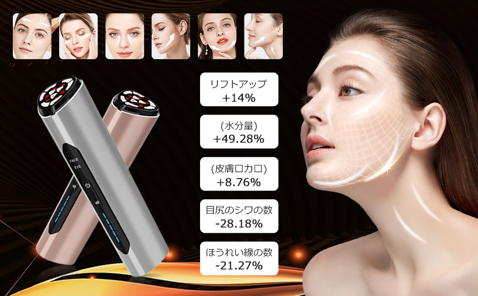 Amazon.co.jp: 美顔器 EMS 美容器 RF美顔器 目元美顔器 1台多役