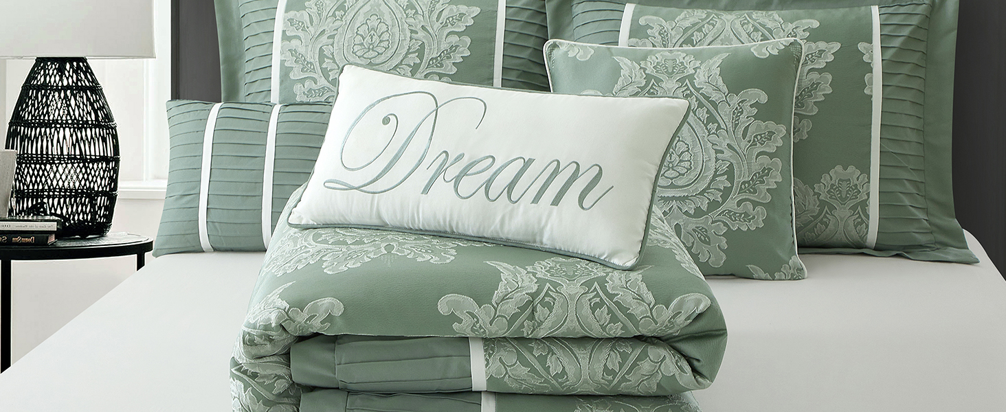 LANCO MODERN LIFESTYLE Sage Queen Comforter Set 7 Pieces