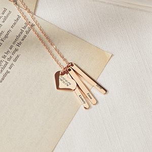 small heart bar charm necklace silver gold jewelry custom engraving