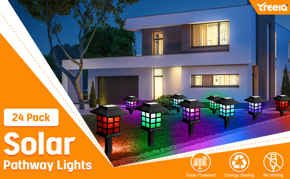 Treela 24 Pack Solar Pathway Lights Solar Lights Outdoor Waterproof LED