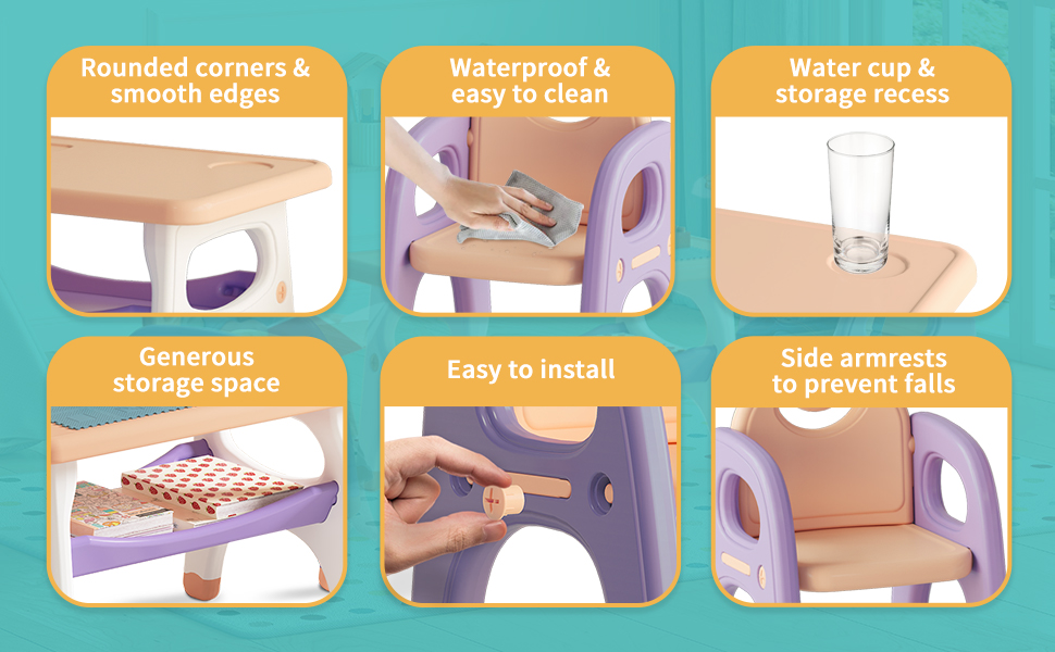 Toddler Table and Chair Set, Kids Table and Chairs with