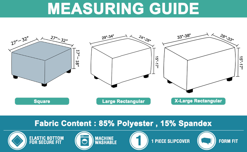 Velvet Ottoman Cover, Stretch Footstools Covers, Plush Foot